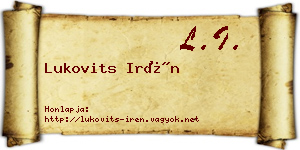 Lukovits Irén névjegykártya